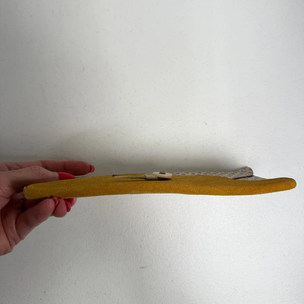 Anthropologie Georgia Penil Pouch Envelope Clutch Mustard Yellow Suede Boho Bag